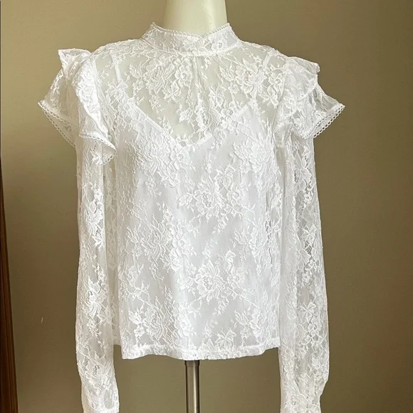 Express Ruffle Lace Top - Picture 3 of 8